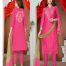 Embroidered Cotton Pink Dress Material