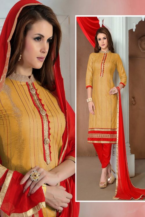 Embroidered Cotton Chiku Dress Material