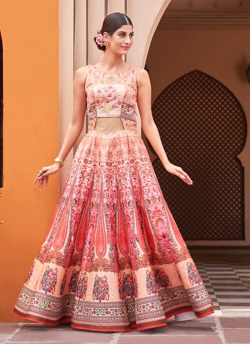 Women's Silk Fabric and Pink Pretty Circular Lehenga Style by Brthika