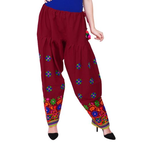 Premium Maroon Embroidered Cotton Salwar Bottom