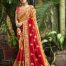 Silk Red&Orange Saree Heavy Embroidery Zari Thread & Coding Work with Embroidery Blouse