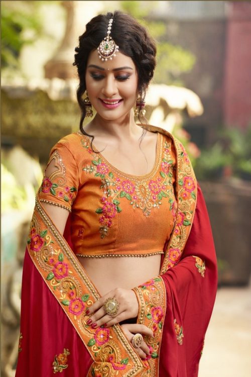Silk Red Saree Heavy Embroidery Zari Thread & Coding Work with Embroidery Blouse