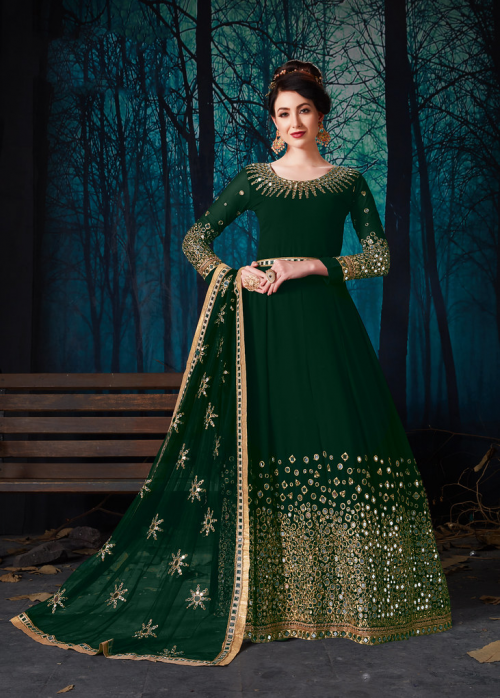 Green Georgette Embroiderd Salwar Kameez