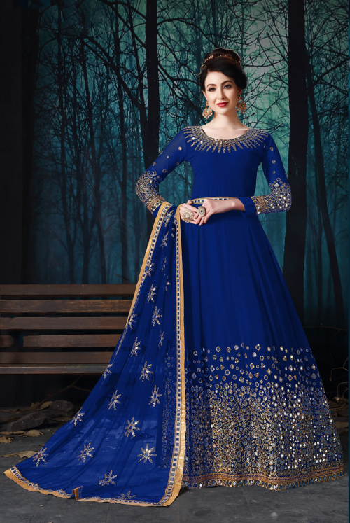 Blue Georgette Embroiderd Salwar Kameez