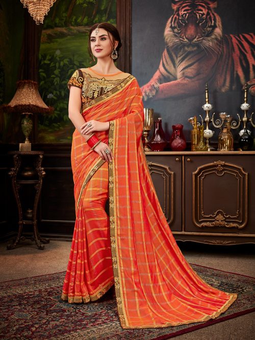 Fanta Pink Silk Zari Embroidery Work Saree with Blouse