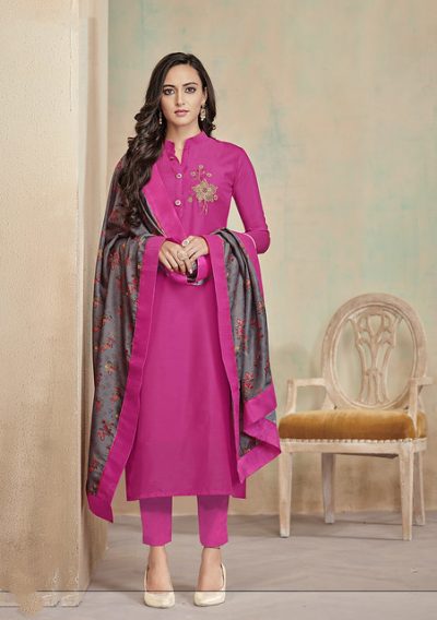 RaniPink Jam Cotton Hand Work and Embroidered Butta Work with Digital ...