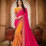 Pink & Orange Heavy Thread and Zari Embroiderey Saree with Blouse