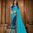 Sky Blue & Blue Heavy Thread and Zari Embroiderey Saree with Blouse