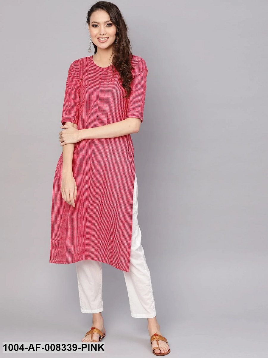 Buy Peach Cotton Silk Printed Floral V Neck Straight Kurta And Pant Set For  Women by Adara Khan Online at Aza Fashions.