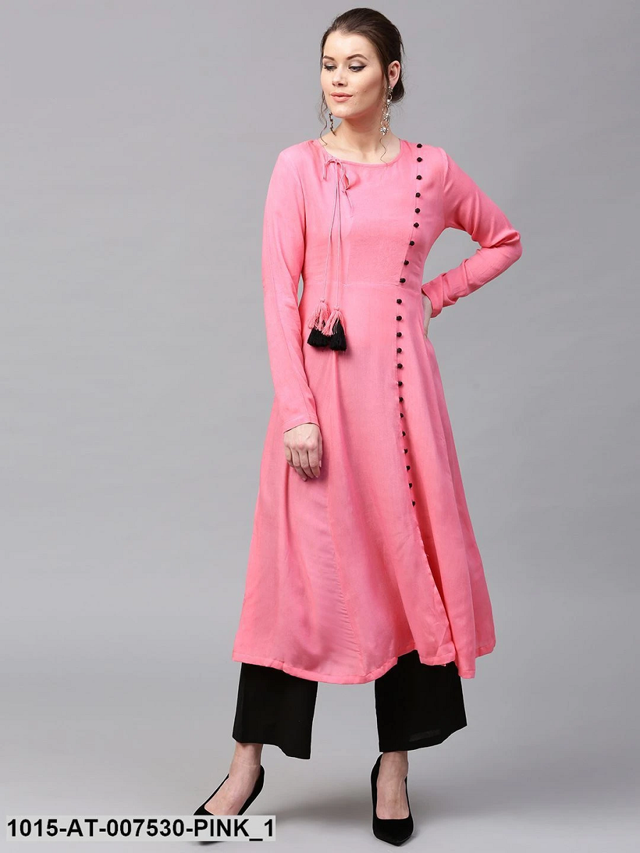 Pink Biba Mulmul Cotton Chikankari Angrakha - TheChikanLabel | Lucknow  Chikankari Kurtis & Suits